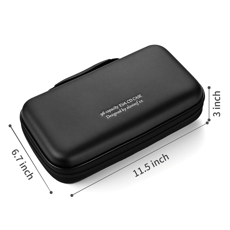 DVD Case, EVA CD Case Holder Storage Organizer Portable Protective DVD Wallet Holder for Car 96 Capacity Black96