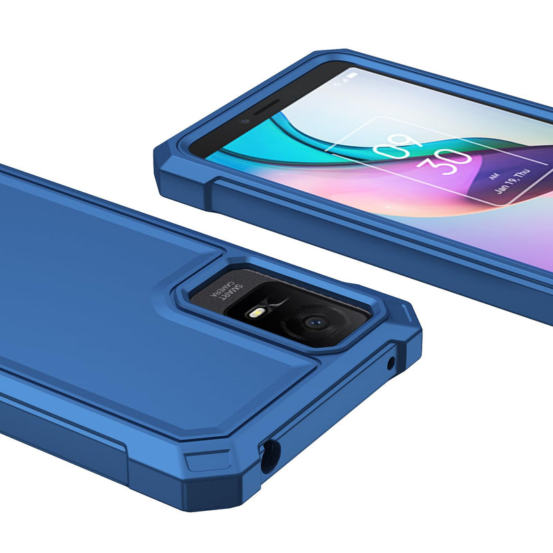 for TCL ION X Case/TCL ION V Case with Screen Protector,TCL ION V T607DL Phone Case Frosted PC Back Soft Silicone Bumper Military Grade Full Body Protection Cover for TCL ION X T430W Blue TCL ION X/ION V