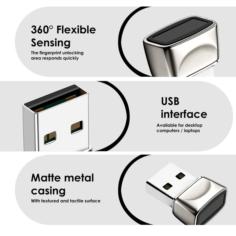 [AUSTRALIA] - USB Fingerprint Reader for Windows10/11, Windows Hello Mini Fingerprint Scanner,Metal Shell Auto Driver Setup-Windows Password-Free Login for PC Laptop 