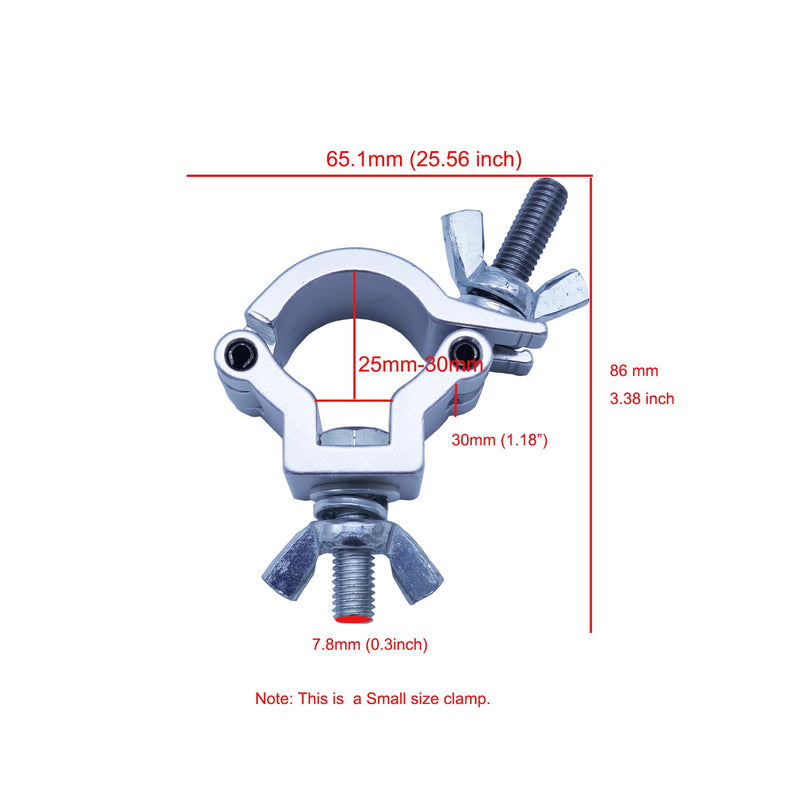 DJ Lighting Clamps 1” to 1.18” Lighting Mount Fits 25-30mm OD Pipe Heavy Duty 165 Lbs Hook Clamps Aluminum Alloy for Stage Light (4 Pcs Silver 1 Inch Clamp) 4 Pcs Silver 1 Inch Clamp