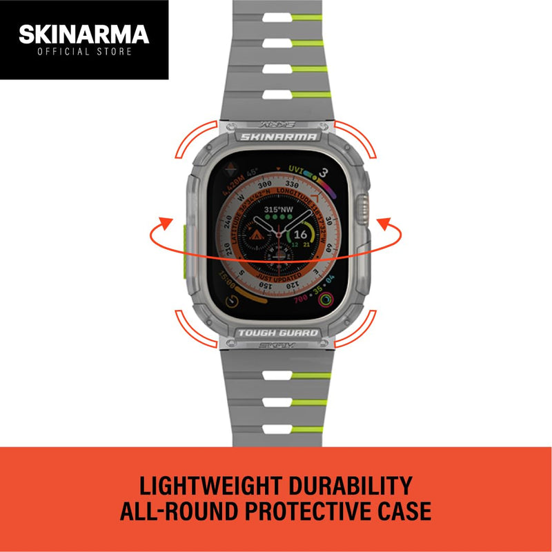 Skinarma SKRM GEMINI MAGNETIC WATCH STRAP + ATOM WATCH CASE compatible with Apple Watch 49 MM (Lime Green)