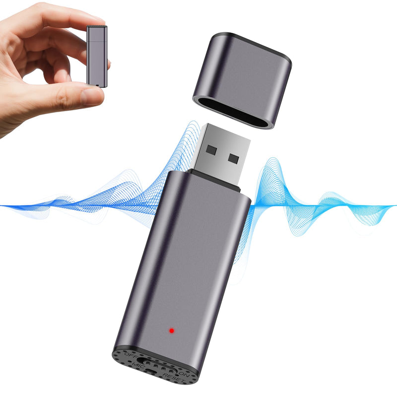 64GB Voice Recorder Digital Voice Activated Recorder USB Recording Device with Noise Reduction Rechargeable 750Hrs Small Pocket Audio Recording Devices for Lectures, Interview, Meeting, Class (Grey) Grey