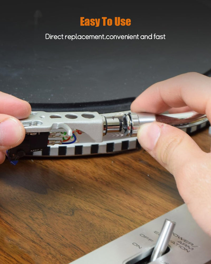 Silver Headshell, AT-3600L Magnetic Cartridge Stylus Fit for Pioneer PLX-1000 PL-518 PL-530 PL-A35 PLX-500 PL-560 PL-200 PL-516 PL-255 PL-200X XL-A700 PL-A45D Silver Headshell