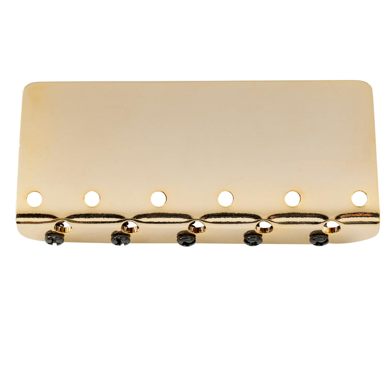 Musiclily Pro 18mm String Spacing Classic Standard Top-loading 5-String Bass Bridge with Brass Saddle Steel Plate, Gold