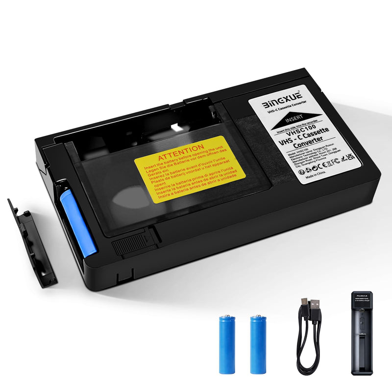2026 New VHS-C Adapter for VHS-C to VHS Cassette Adaptor with Battery Charger,fit Video Cassette/VCR Player,Not Compatible with 8mm/MiniDV/Hi8