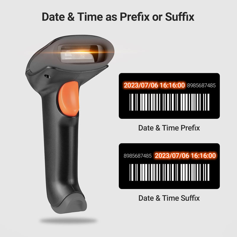 [AUSTRALIA] - Tera Barcode Scanner Wireless 1D 2D QR with Stand: Battery Level Indicator 3 in 1 Works with Bluetooth 2.4G Wireless USB Wired Handheld Bar Code Reader with Vibration Alert HW0002 Grey 