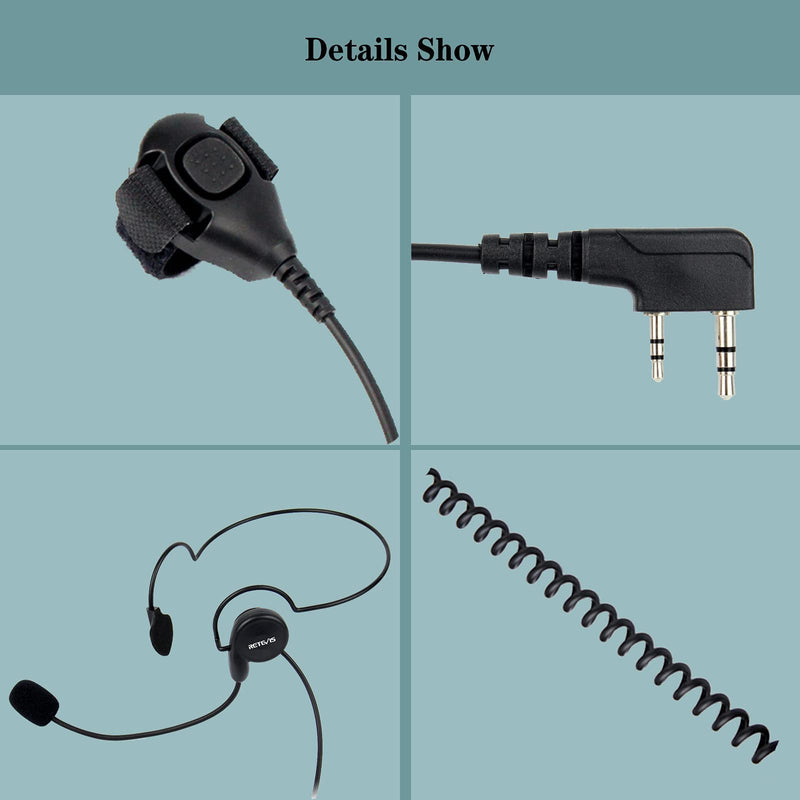 [AUSTRALIA] - Retevis Behind-The-Head Walkie Talkie Headset with Boom Mic,Compatible RT22 RT21 H-777 RT68 Baofeng BF-F8HP UV-5R UV-82 Kenwood Walkie Talkie,Two Way Radio Headset with Finger PTT(1 Pack) 