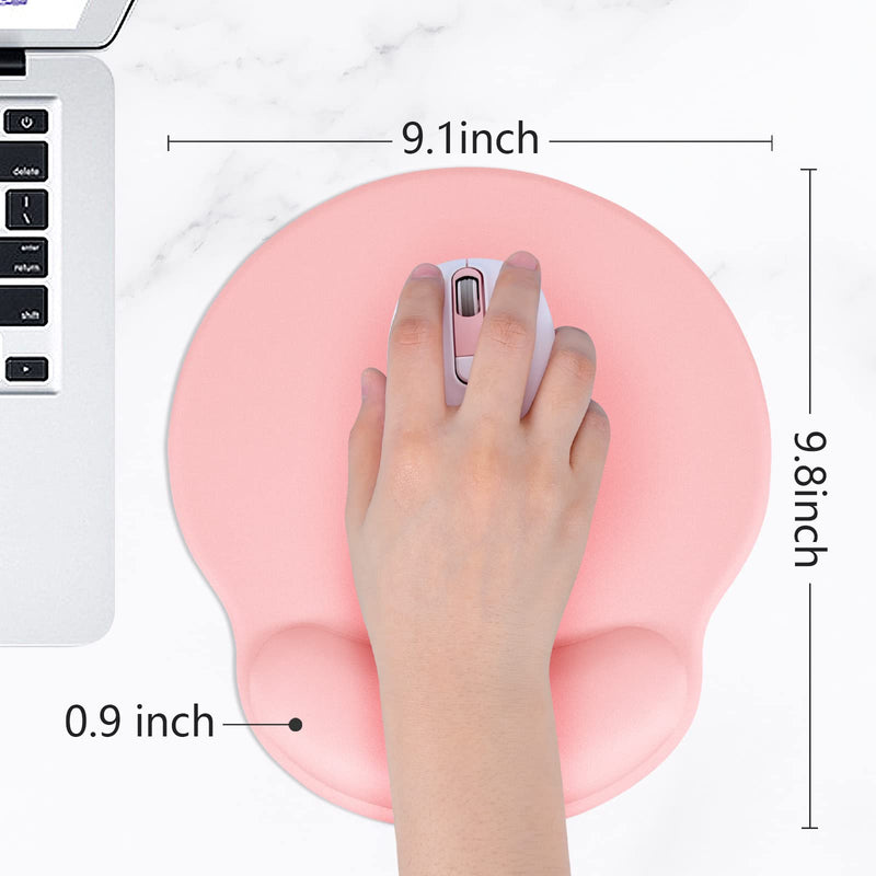 Hsurbtra Ergonomic Mouse Pad with Wrist Rest Support, Gel Mouse Pads with Non-Slip PU Base, Pain Relief Memory Foam Mousepad for Laptop PC, Cute Office Supplies Desk Decro Accessories Pink Large