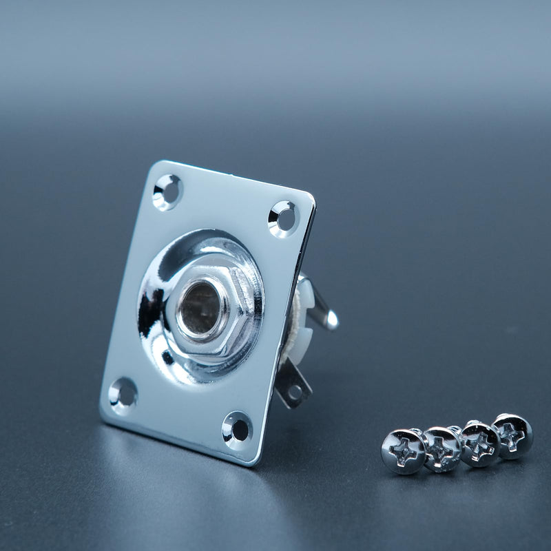Metal 1/4 Output Jack Plate Input Jack Socket for Tele SG Style Electric Guitar Parts Replacement (Chrome) Chrome