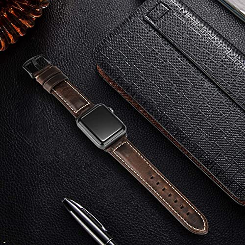 HUAFIY Compatible for apple Watch Band 42mm 44mm45mm49mm men,Top Grain Leather Band Replacement Strap iWatch Series 11/10/9/8/7/6/5/4 3 2 1,Sport, Edition.Ultra 3 2 1