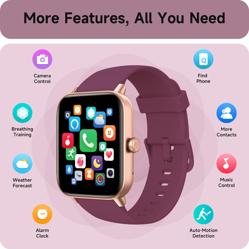 aeac Smart Watches for Women Answer/Make Calls, AI Alexa Built-in, 1.8" Touch Screen Fitness Watch with Android & iPhone, IP68 Waterproof Heart Rate/Sleep/SpO2 Monitor, Pedometer, 120+ Sport Mode Deep Purple