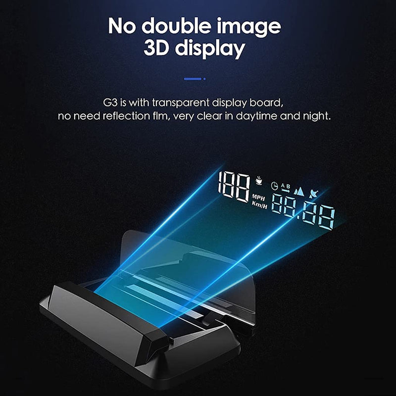 KAOLALI Universal Car HUD GPS Speedometer Head Up Display Digital Speed 3D Reflection for Cars Digital Speed MPH Overspeed Alarm Connect by USB Cable