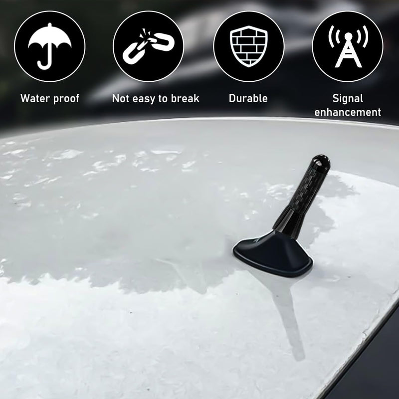 Car Short Antenna, 1.4 Inch Aluminum Auto Roof Mount Short Antenna, Radio Antenna Mast Replacement with Screws Universal for Most Vehicles, Universal Car Accessories (Black) Black