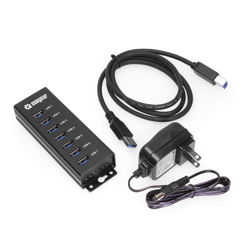 USBGear 7-Port USB 3.2 Gen 1 Charging and SuperSpeed Mountable Data Hub