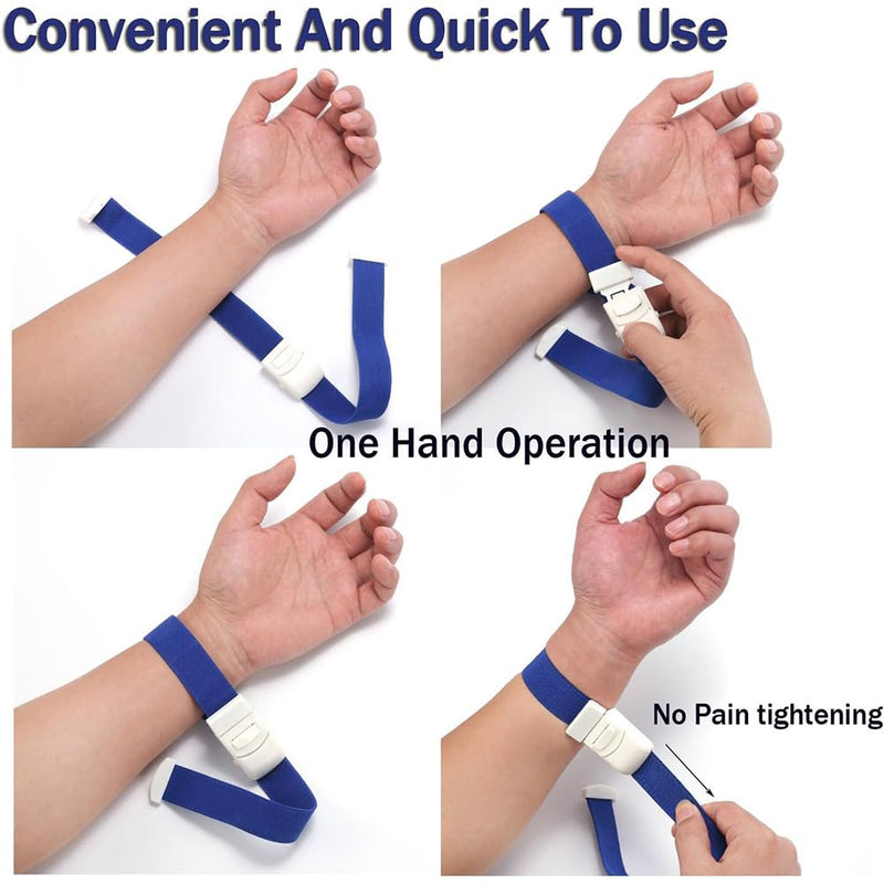 Storage Hose, Vein Congestion, 2 Pieces Blood Collection Tourniquet, Fast Tourniquet with Buckle for Doctors, Medical Nurse Tourniquet, for Medical Emergency Nurse First Aid (Black + Blue) Black+blue