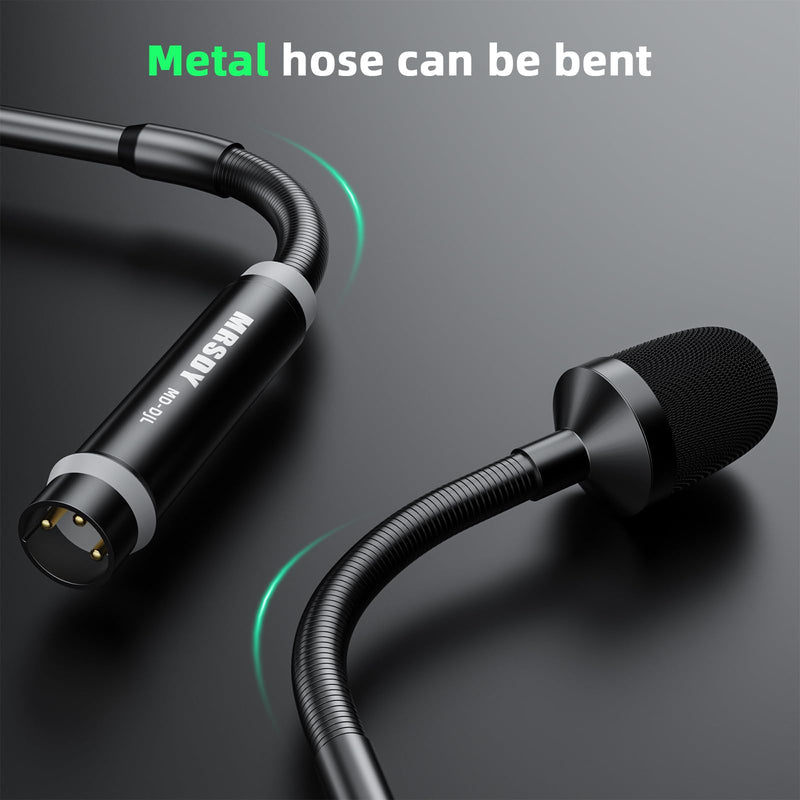 [AUSTRALIA] - Gooseneck Microphone, 23 Inch DJ Microphone for Audio Mixer, Professional XLR Wired Dynamic Mic, Extended Black Metal Noise Reduction Mic, Supports 360° Rotation and Bending 