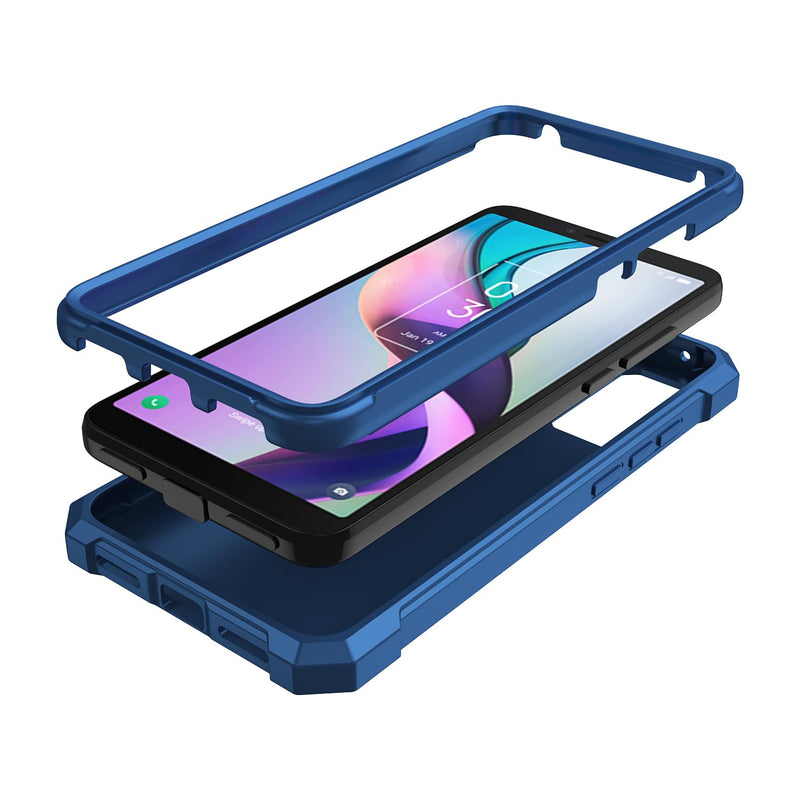 for TCL ION X Case/TCL ION V Case with Screen Protector,TCL ION V T607DL Phone Case Frosted PC Back Soft Silicone Bumper Military Grade Full Body Protection Cover for TCL ION X T430W Blue TCL ION X/ION V