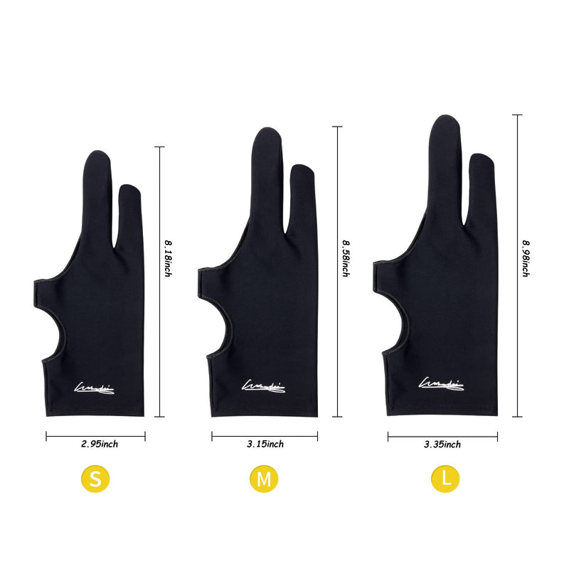 Digital Drawing Glove 2 Pack,Artist Glove for Drawing Tablet,ipad,Sketching,Art Glove with Two Finger for Right Hand and Left Hand （Smudge Guard,Large,3.35 x8.98inch L