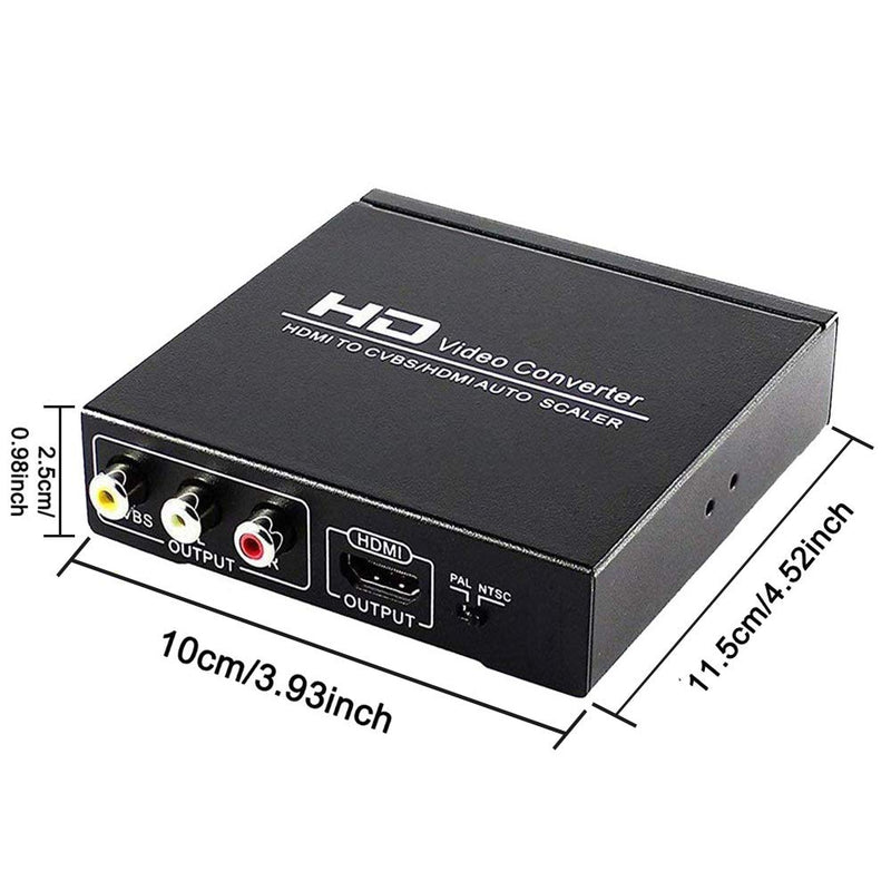 [AUSTRALIA] - HDMI to RCA and AV 3RCA Converter Adapter, Support 1080P, PAL, NTSC for HD TV and Older TV (Black, Iron Shell) 