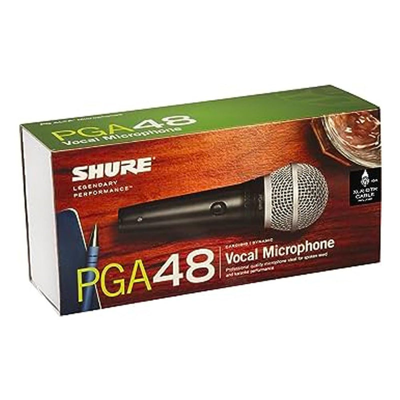 Shure PGA48 Dynamic Microphone - Handheld Mic for Vocals with Cardioid Pick-up Pattern, Discrete On/Off Switch, 3-pin XLR Connector, Stand Adapter and Zipper Pouch, No Cable (PGA48-LC)