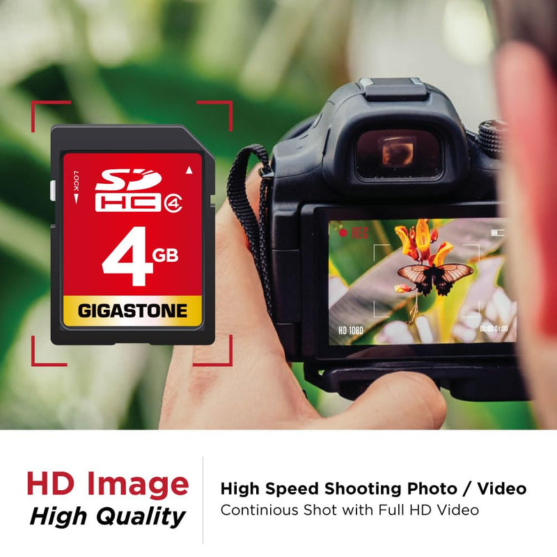 Gigastone 4GB SD Card 2 Pack SDHC Class 4 Memory Card for Photo Video Music Voice File DSLR Camera DSC Camcorder Recorder Playback PC Mac POS 2pcs in Pack (Pack of 2), with 2 Mini Cases SD 4GB 2-Pack