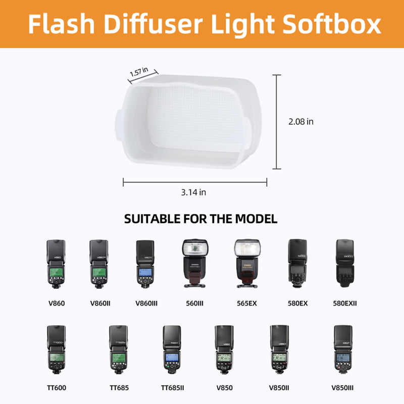 Camera Flash Bounce Diffuser Light Softbox [3-Pack] for speedlight Photography Accessories Compatible with Canon 560 565EX 580EX Godox V850 V860 TT600 TT685