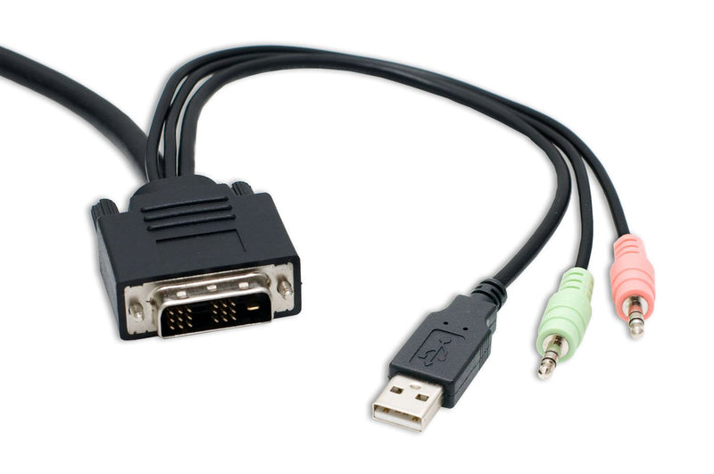 2 Port KVM Switch 1920 X 1200 - DVI W/ Audio and USB 2.0 Hub – Display/ Screen KVM Switch - DVI 3.9 ft Cables 2 Port DVI + USB 2.0 with Audio / Mic
