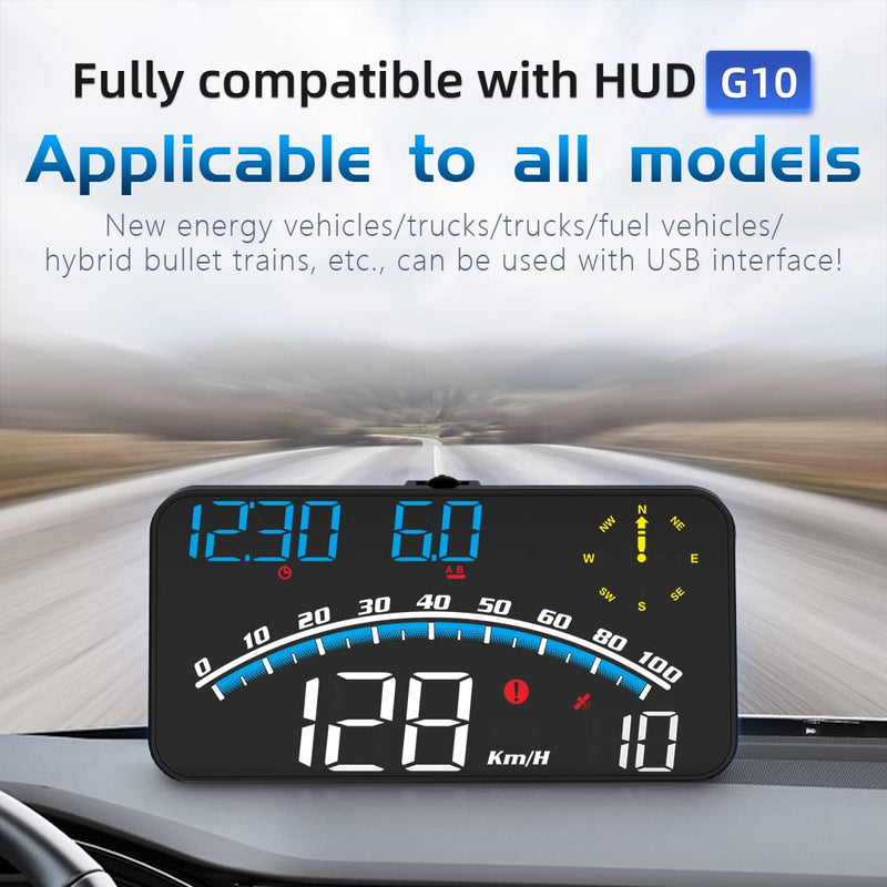 [AUSTRALIA] - VEESA Digital GPS Speedometer, Car Universal HUD Head Up Display with Speed MPH, Compass Driving Direction, Fatigue Driving Reminder, Overspeed Alarm Trip Meter, for All Vehicle (G10) G10 