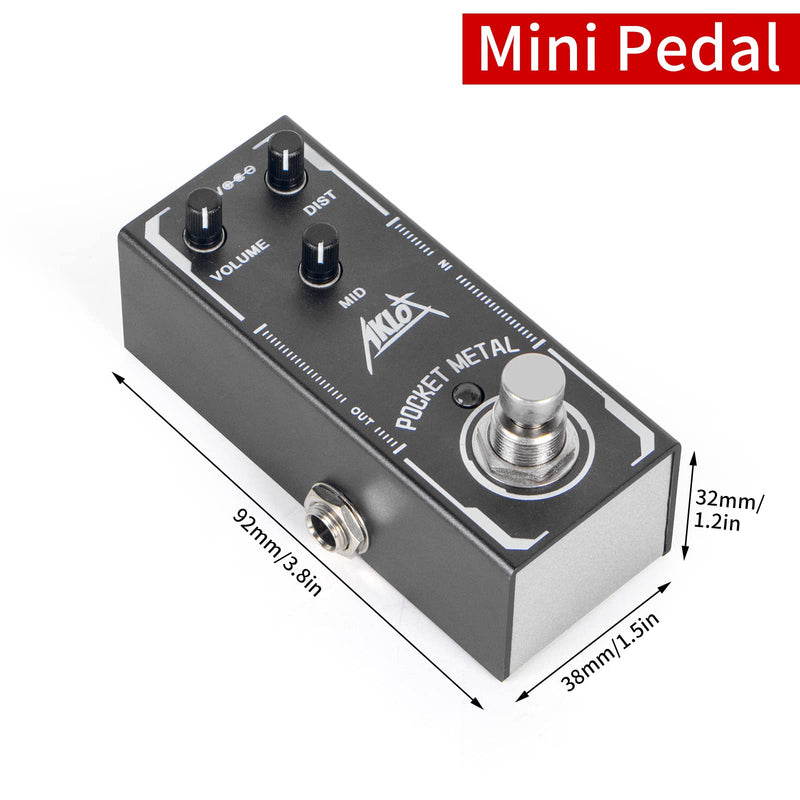Pocket Metal Guitar Pedal, AKLOT Electric Effects Pedals Distortion Sounds Mini Single Type DC 9V True Bypass Pocket Metal