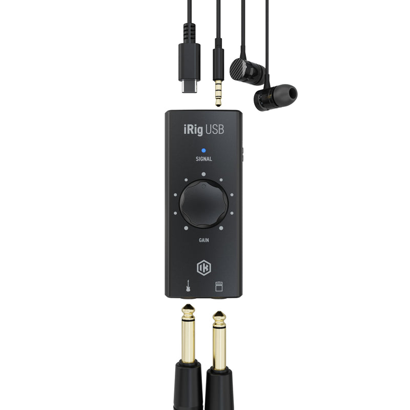 IK Multimedia iRig USB Guitar Audio Interface - 24-bit 48 kHz Music Recording Studio Equipment Include USB C Cable For iPad, Mac And PC, Guitar Accessories, Recording Device