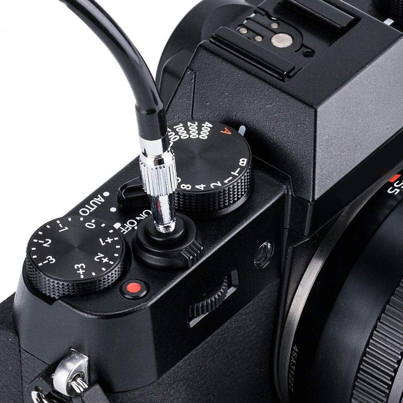 JJC Mechanical Shutter Release Cable Cord with Bulb-Lock for Fuji Fujifilm X-T5 X-T4 X-T3 X-T50 X-T30 II X-M5 X-PRO3 X100VI X100V X-T2 X-T20 X100F X-E4, Sony RX1R II RX10 IV III, Lecia M10 M9 & More 70cm Black