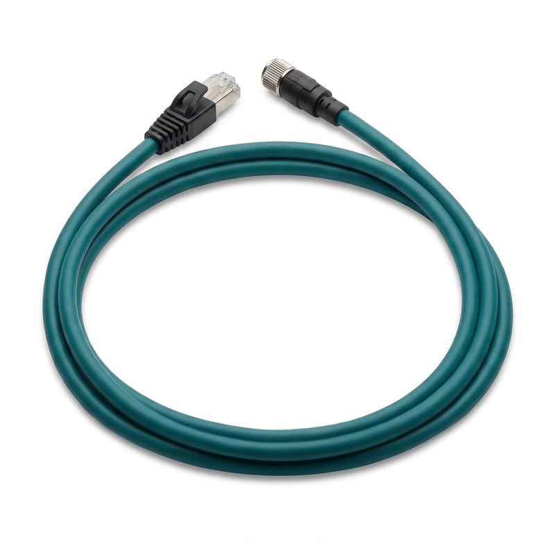 M12 X-Coded 8-Pin Female to RJ45 Male Ethernet Connector Cable, 5m | CAT6A 10Gbps Shielded 26AWG IP67 Waterproof Industrial Ethernet Adapter Cable for PLC, Machine Vision and Automation Systems Female X-8Pin to Male RJ45