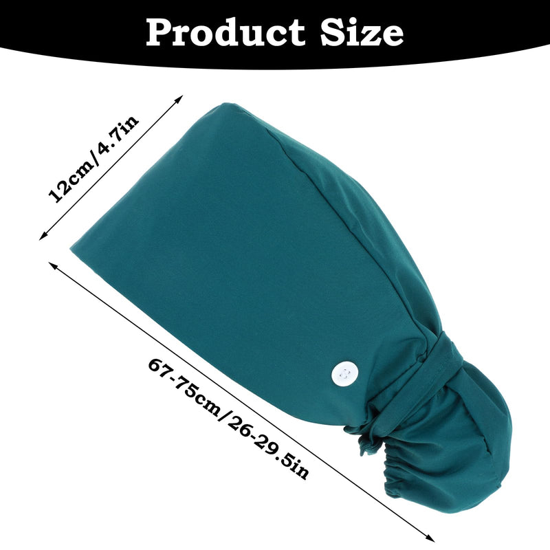 Surgical Cap Fabric Green Cotton Scrub Hat Surgical Hat Nurse Hat Surgical Caps Adjustable Work Hat with Button Sweatband Ponytail Pocket Hat Lace-up Hat for Women