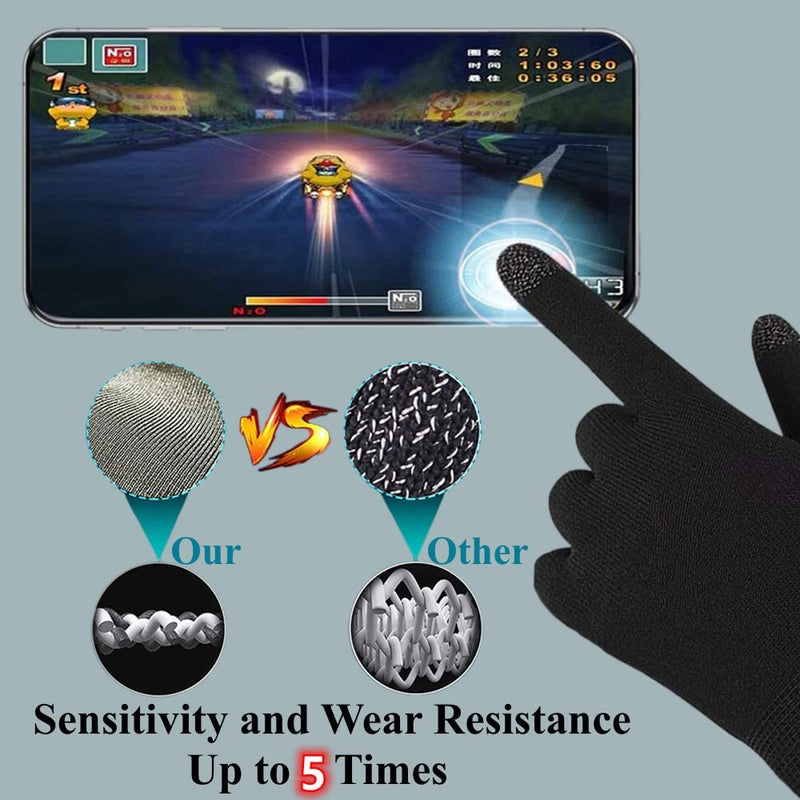 Touchscreen Gloves for Sweaty Hands, High-Sensitive Anti-Sweat Breathable Seamless Gaming Gloves for Tablet iPad/Mobile Phone PUBG Game Gloves for Gaming