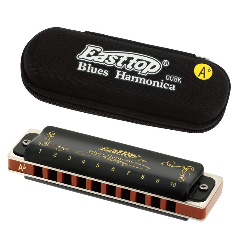 [AUSTRALIA] - East top Diatonic Harmonica Key of Ab 10 Holes 20 Tones 008K Mouth Organ with Black Cover, Top Grade Harmonica for Adults, Professionals and Students 