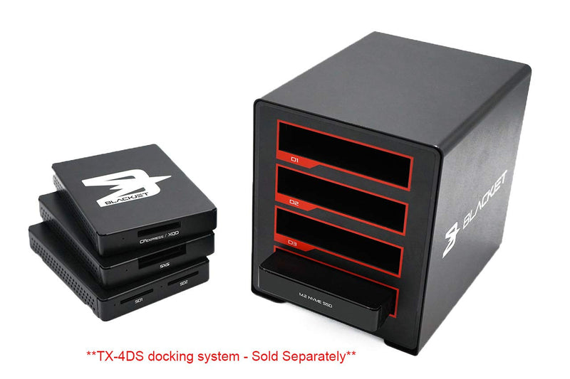 Blackjet DX-1M M.2 NVMe SSD Enclosure Module – for Blackjet TX-2DS & TX-4DS Systems – Supports Samsung, Intel, Crucial NVMe Drives – Professional Offload, Backup, Archive & Video Production Workflows