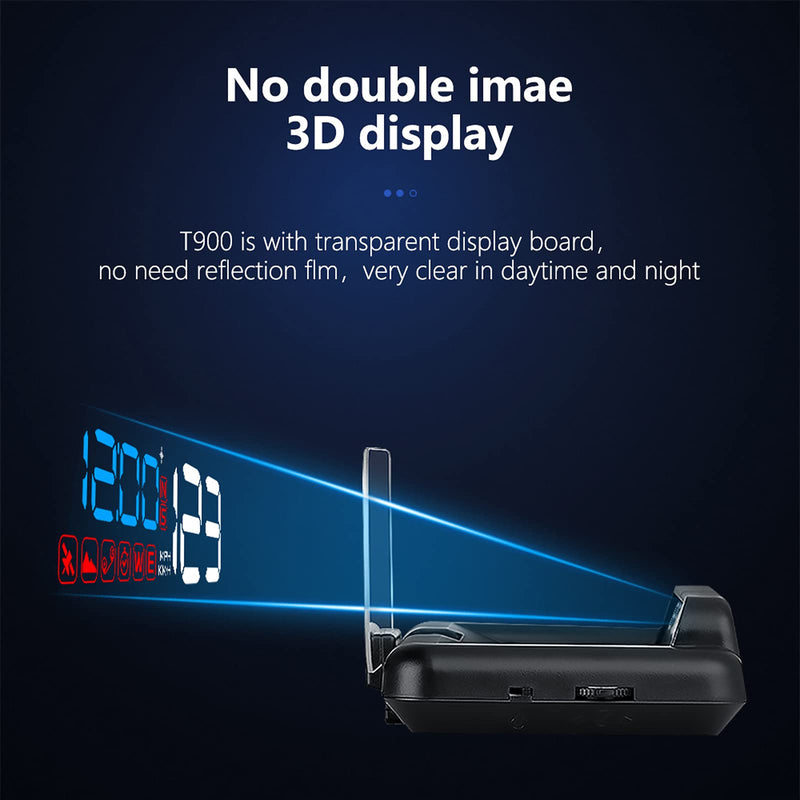 wiiyii Universal Car HUD Head Up Display T900, with Satellite Clock, Single Driving Time and Single Driving Distance, Work for All Vehicles
