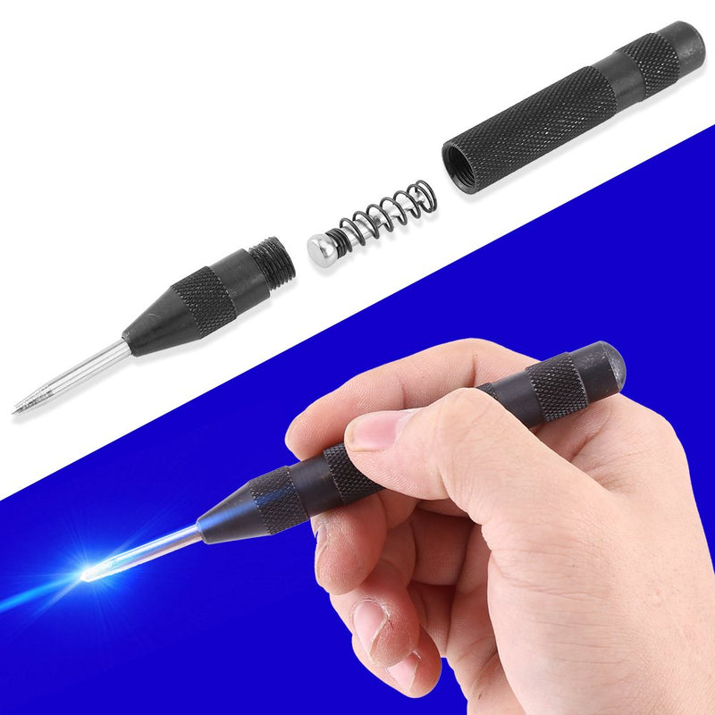 Ausla Automatic Centre Punch, 5-inch, High Speed Steel, Metal Marking Tool, Black