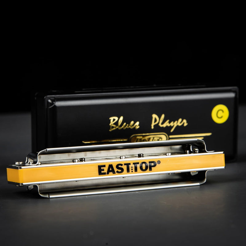 East top Upgrade Diatonic Blues Harmonica,10 Hole Diatonic harmonica,Blues Player 2.0 Mouth Organ Harmonica, Deluxe Harmonicas For All Levels, Professionals and Students Silver2-C