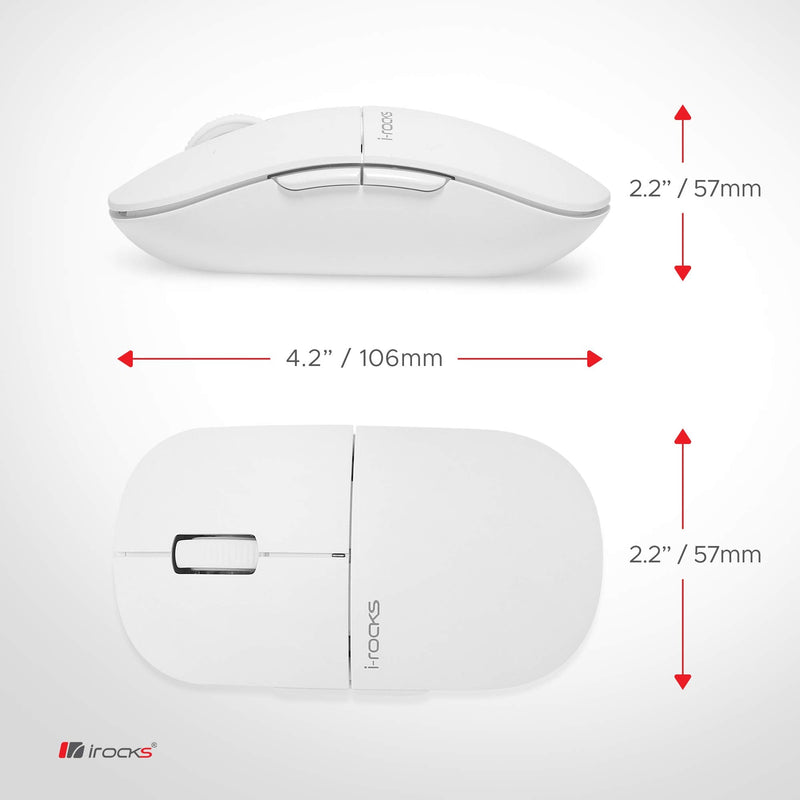 i-Rocks M23R 2.4G Wireless Silent Slim Mouse, Optical Mice with USB Nano Receiver, Adjustable DPI Levels for PC, Notebook, Computer, Laptop, Desktop, Ergonomic Design - White