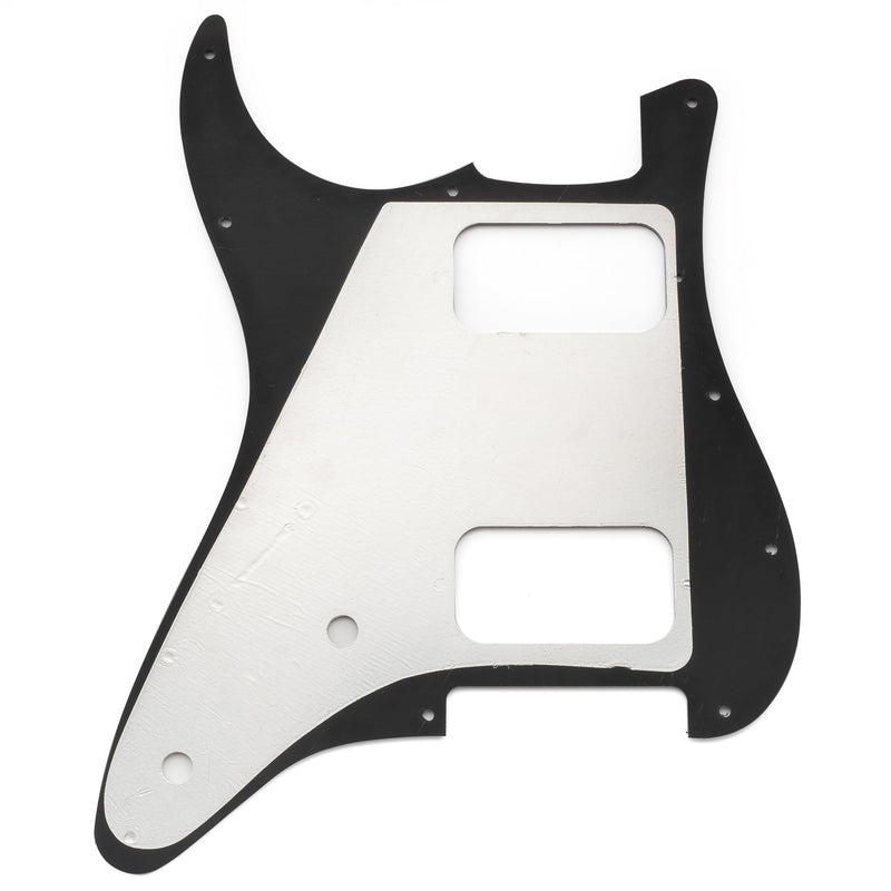 Musiclily Pro 11 Holes ST HH Guitar Pickguard with Round Corner Uncovered Humbucker 2-Pot Layout for Fender Squier Strat Style Electric Guitar, 4Ply Black Pearl