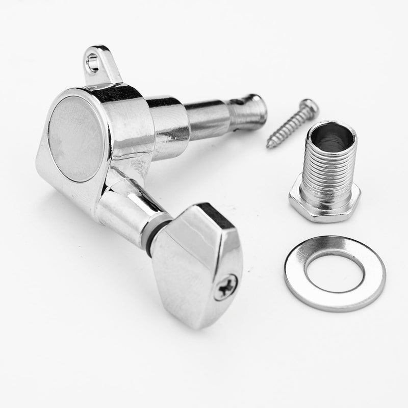 3 Left 3 Right Hand Sealed Guitar Tuner Pegs,Big Square Electric Guitar String Tuning Pegs Keys Machine Heads for Fender Strat Stratocaster Tele Telecaster/Electric Guitar (Silver) Silver