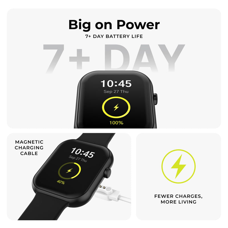 iTouch AIR 5 Smartwatch, 1.85" AMOLED Display, Bluetooth Calling, 100+ Sports Modes, Heart Rate, SpO2, Sleep & Stress Tracking, Water Resistant, 7-Day Battery Life, for Android & iPhone Silver / Black