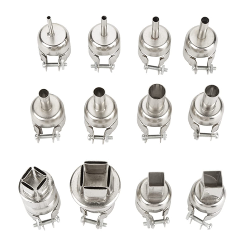 Hot Air Gun Nozzle Heat Nozzle 12pcs Steel Heat Nozzle Set for 850 Hot Air Soldering Station Repair Tool Accessories Heat Soldering Heat Guns