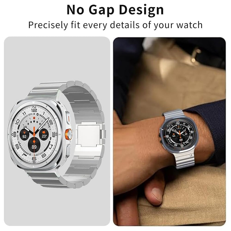 No Gap Titanium Magnetic Strap for Galaxy Watch Ultra 2/1 2026 | Metal Strap Wristband Accessory for Samsung Ultra 47mm (2025/2024)| 40% Lighter than Steel,Hypoallergenic,Fit Wrist 6"-8",Men grey