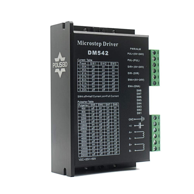 CNC Digital Microstep driver DM542 Stepper Motor Controller 2-phase Digital Stepper Motor Driver 20-50V DC Max 4.2A for Nema 17, Nema 23 and Nema 34 series stepper motor, Replace M542 M542H