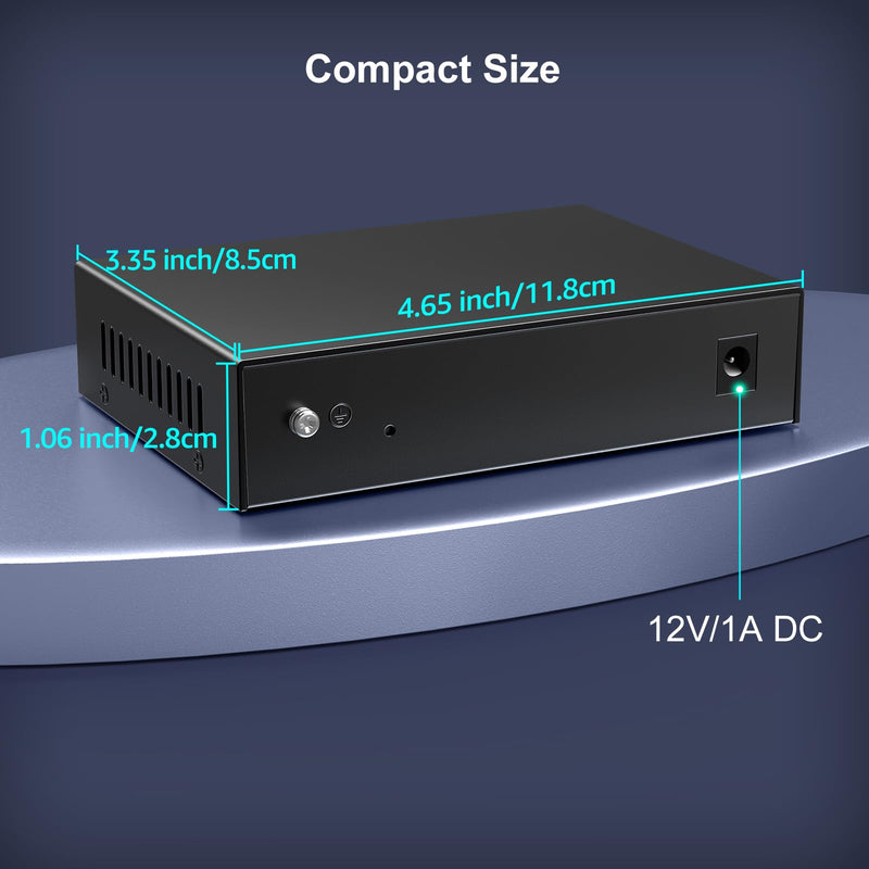 6 Port 2.5G Unmanaged Network Switch, VIMIN 4X 2.5Gbase-T Ports, 2X 10G SFP+ Port, 60Gbps Switching Capacity, IEEE802.3, Metal Housing, Fanless, Work for 2.5Gbps NAS, Wireless AP & PC 4 Port 2.5G Switch