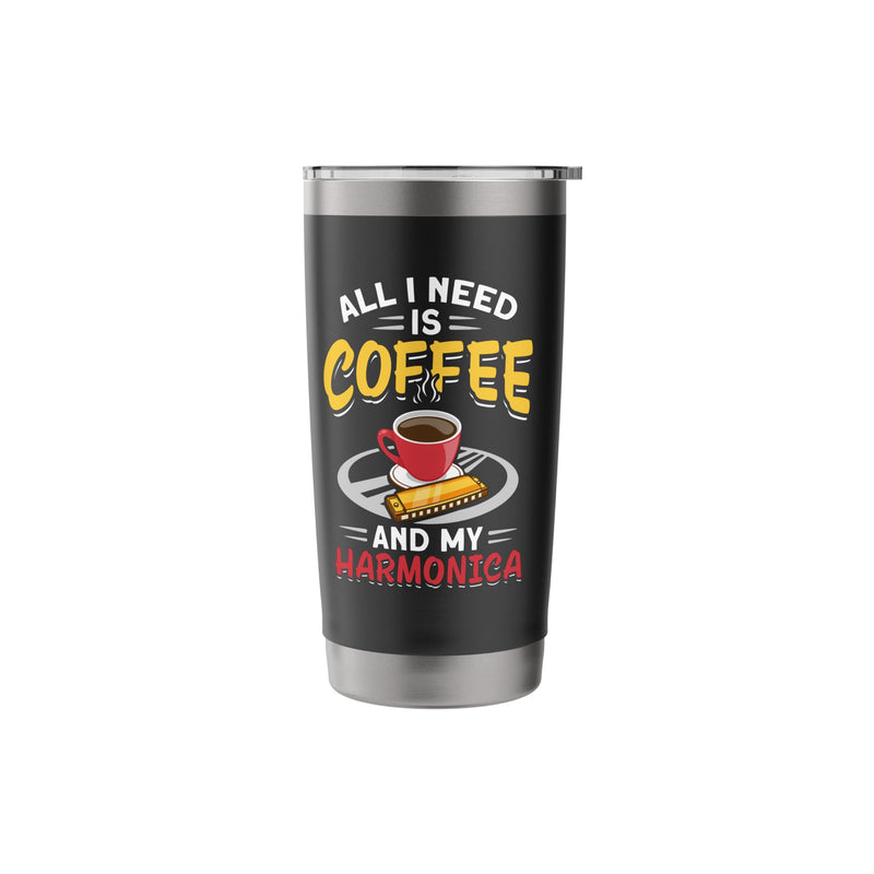 [AUSTRALIA] - Music Instrument Mouth Organ Coffee And My Harmonica Stainless Steel Insulated Tumbler 20 Ounces Black 