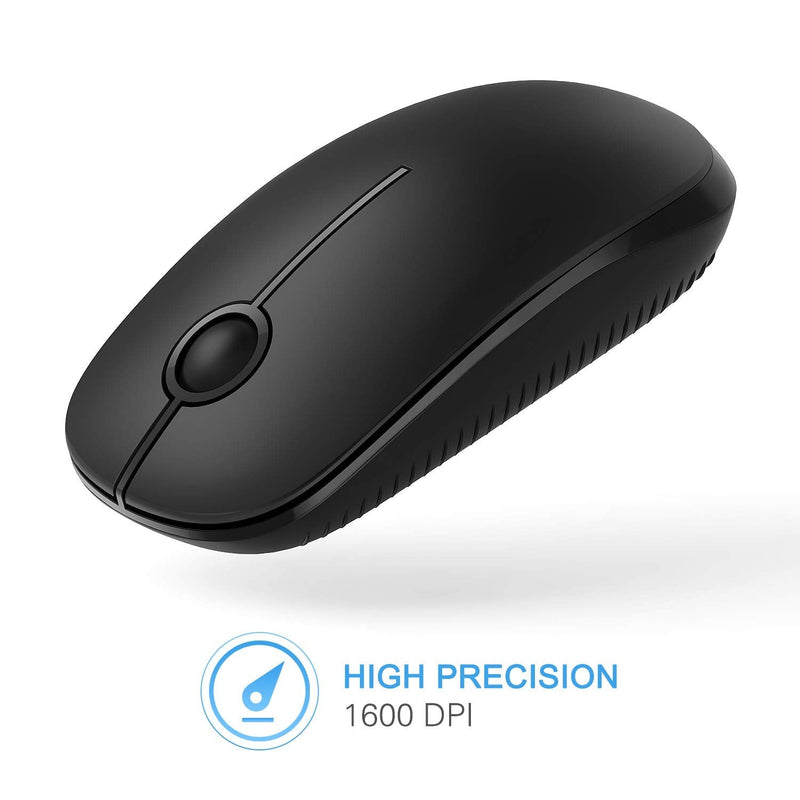 Wireless Mouse, Vssoplor 2.4G Slim Portable Computer Mice with Nano Receiver for Notebook, PC, Laptop, Computer (Black) Black