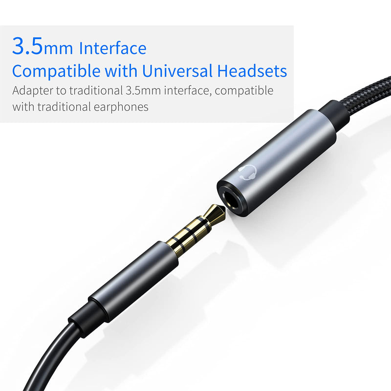 USB c to 3.5mm Headphone and Charger Adapter,2-in-1 USB C PD 3.0 Charging Port to Aux Audio Jack and Fast Charging Dongle Cable Cord Compatible with Samsung S21 S20 S20+ Ultra, Google Pixel 4 3 XL… 2Ports-gray